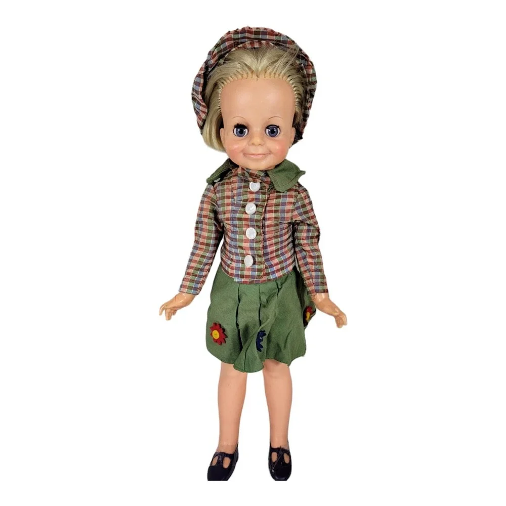 Vintage Ideal Velvet  Doll‎ PLAID HAT Skirt Dress Sears? Aftermarket Homemade?